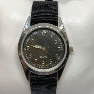 Vintage Puritan men’s watch 34mm silver tone black dial nylon band running